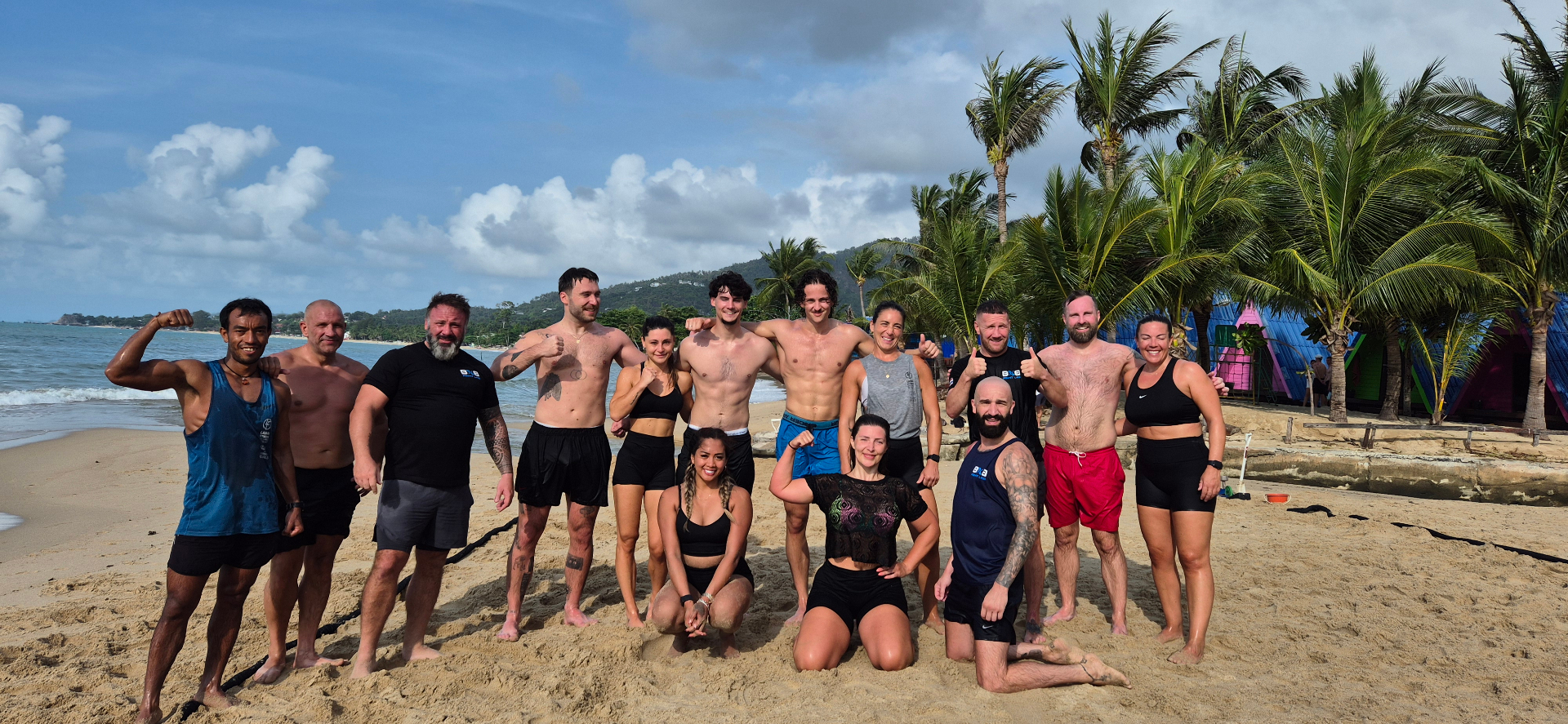 Samui Fitness Lab retreat group on Lamai beach